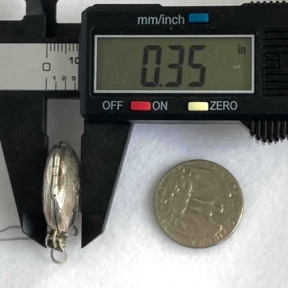 VTG Sterling Silver 925 Oval Etched Photo Locket Pendant Necklace 18" Box Chain - Picture 15 of 16